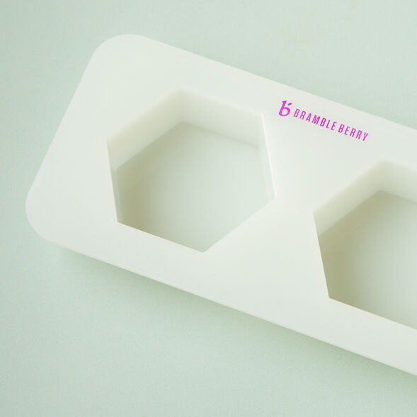 Close up of a 2 Cavity Hexagon Silicone Mold for Soap Making